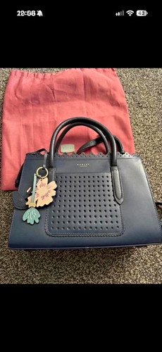 Radley navy leather satchel - radley,