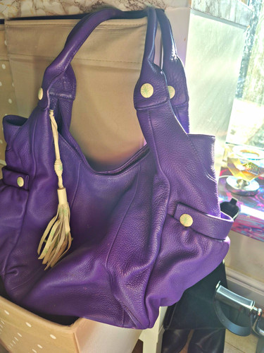 Purple large pebbled leather - large,