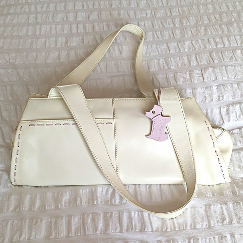 White leather small shoulder - white,